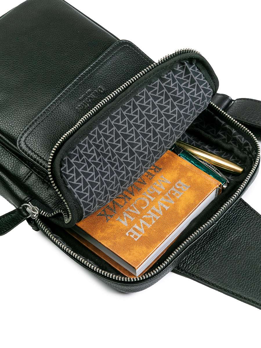 Сумка через плечо Dr.Koffer из натуральной кожи черная