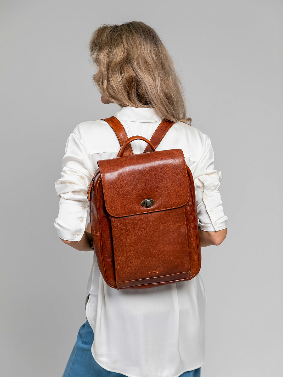 Рюкзак Dr.Koffer из натуральной кожи светло-коричневый