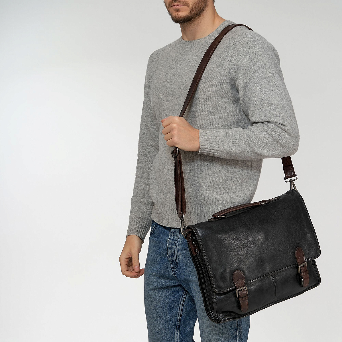 Портфель Dr.Koffer из натуральной кожи черный