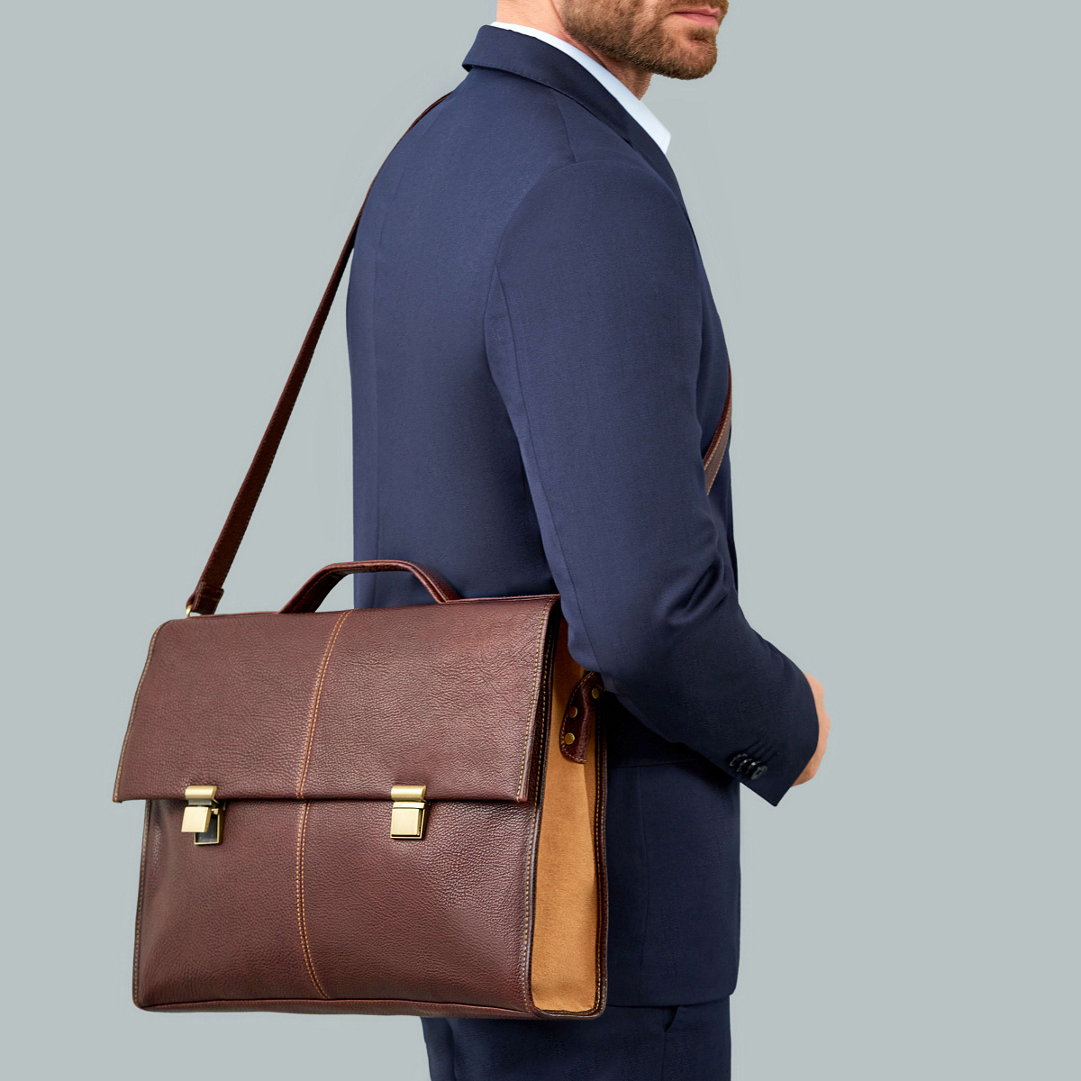 Портфель Dr.Koffer из натуральной кожи темно-коричневый