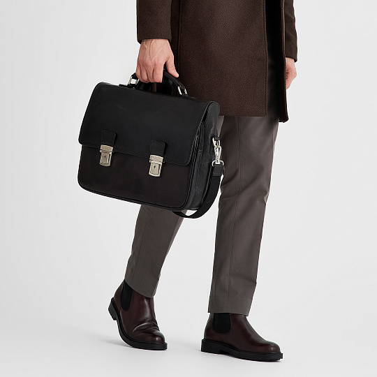 Портфель Dr.Koffer из натуральной кожи черный