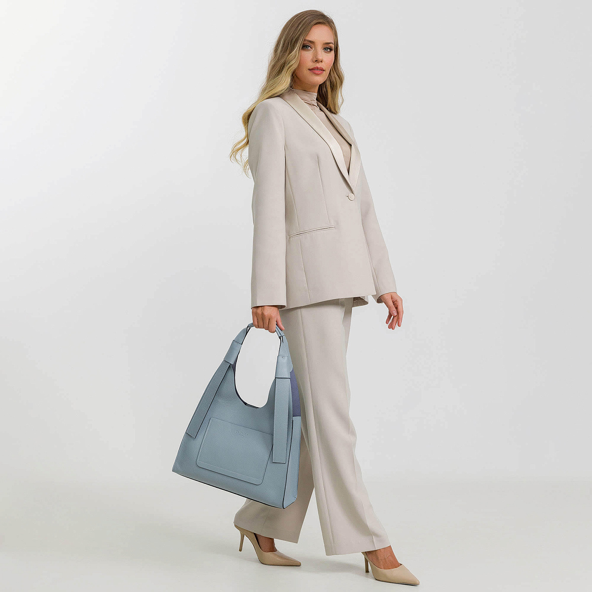 Женская сумка Dr. Koffer из натуральной кожи голубая