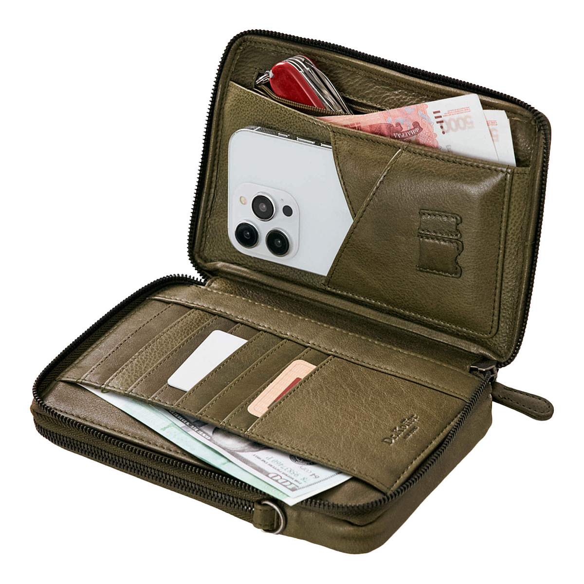 Сумка через плечо Dr.Koffer из натуральной кожи зеленая