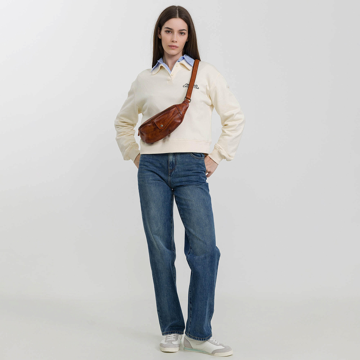 Сумка на пояс Dr. Koffer из натуральной кожи коричневая