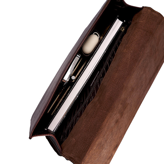 Деловая сумка Dr.Koffer из натуральной кожи темно-коричневая