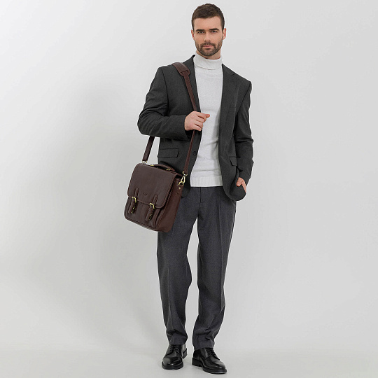 Портфель Dr.Koffer из натуральной кожи темно-коричневый