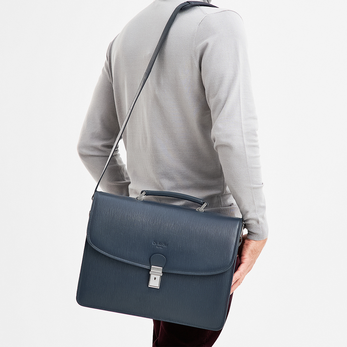 Портфель Dr.Koffer из натуральной кожи синий