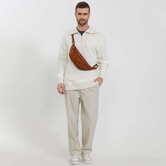 Сумка на пояс Dr. Koffer из натуральной кожи коричневая