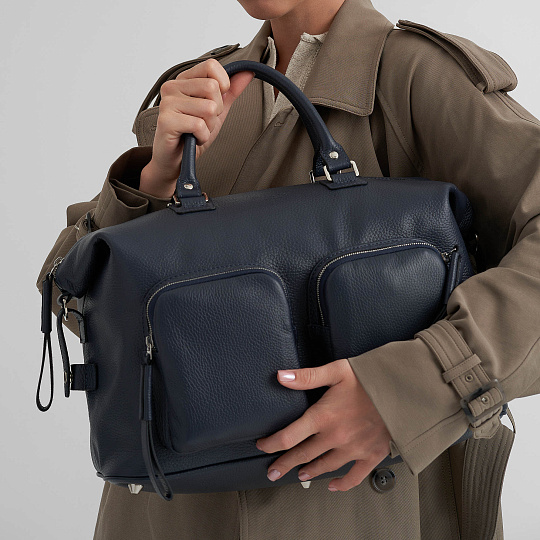 Сумка дорожная Dr.Koffer из натуральной кожи синяя