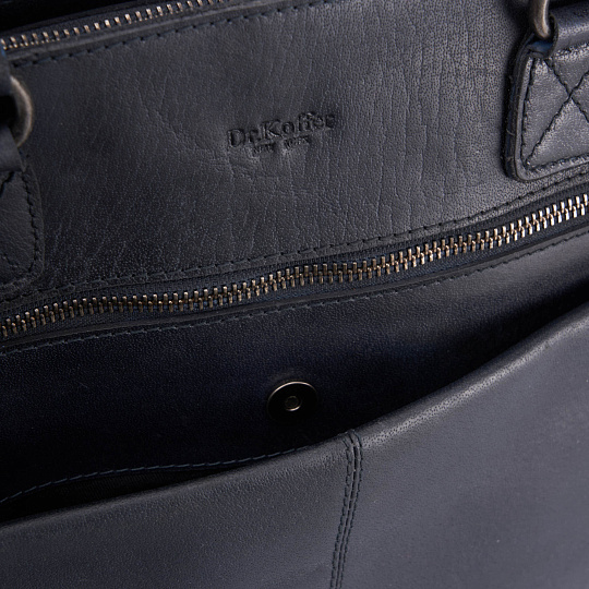 Деловая сумка Dr.Koffer из натуральной кожи синяя