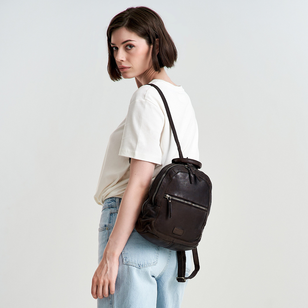 Рюкзак Dr.Koffer из натуральной кожи темно-коричневый