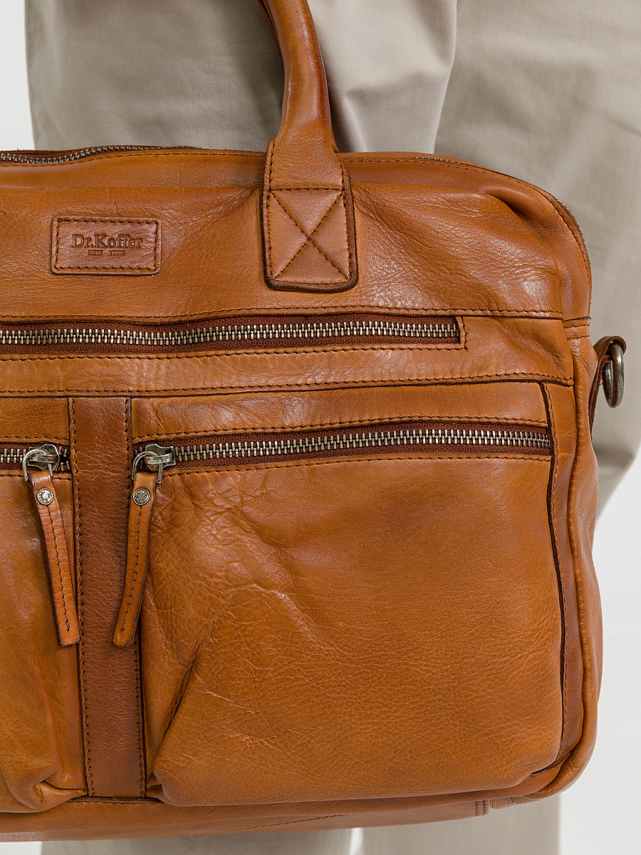 Деловая сумка Dr.Koffer из натуральной кожи коричневая