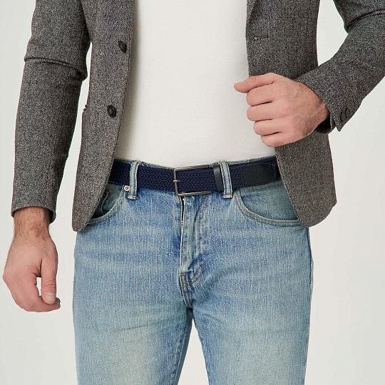 Ремень Dr.Koffer из натуральной кожи и текстиля синий