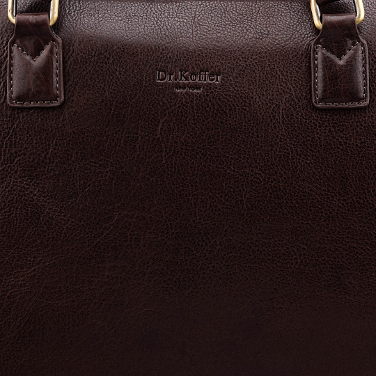 Деловая сумка Dr.Koffer из натуральной кожи темно-коричневая