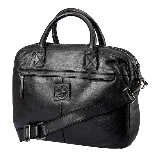 Деловая сумка Dr.Koffer из натуральной кожи черная
