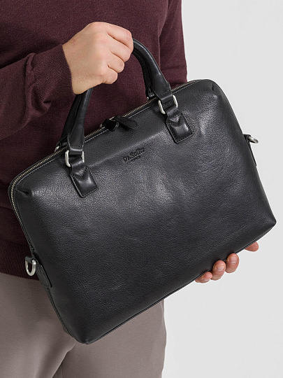 Деловая сумка Dr.Koffer из натуральной кожи черная
