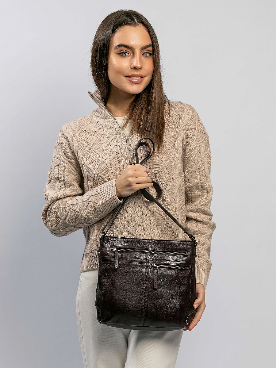 Сумка через плечо Dr.Koffer из натуральной кожи коричневая