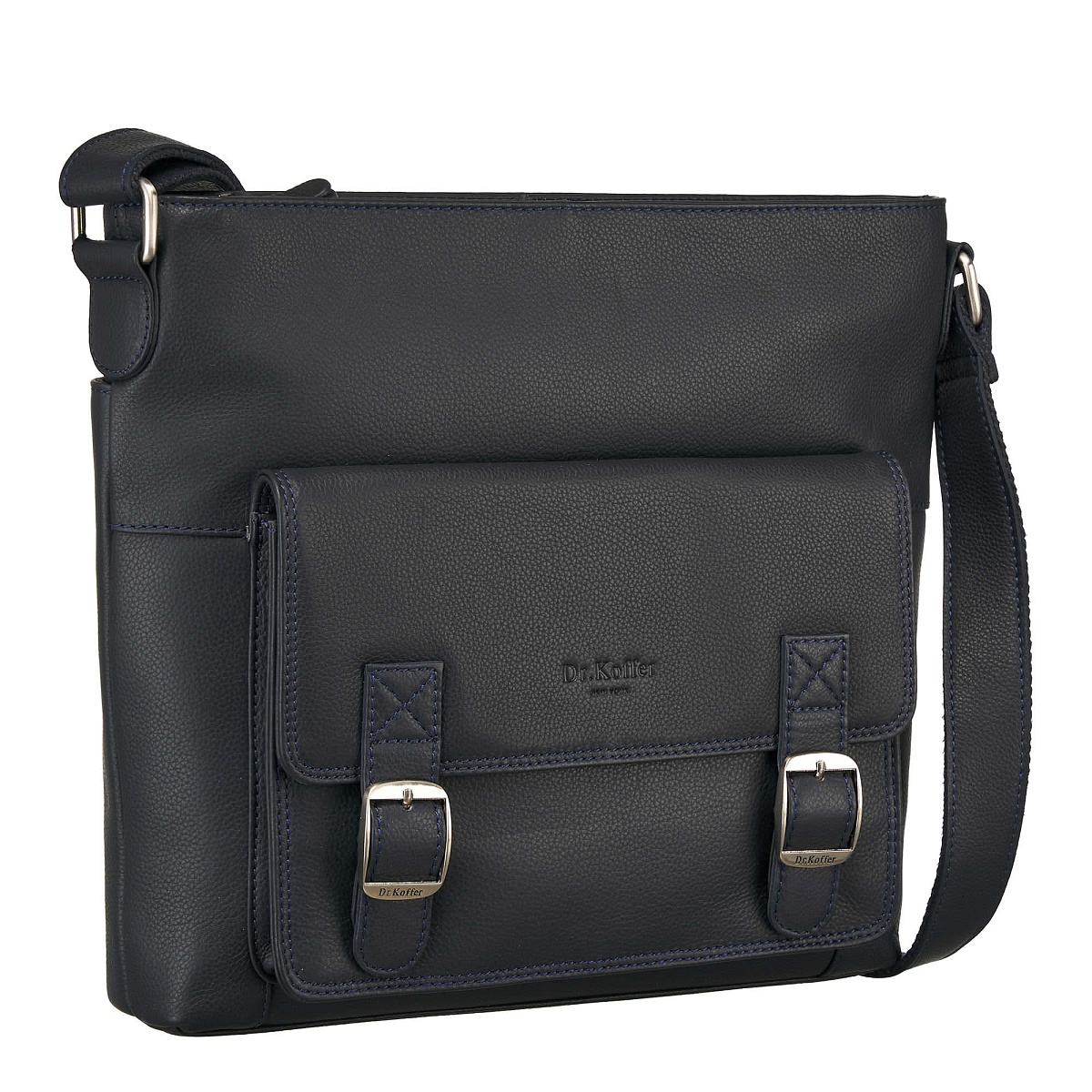Сумка через плечо Dr.Koffer из натуральной кожи синяя