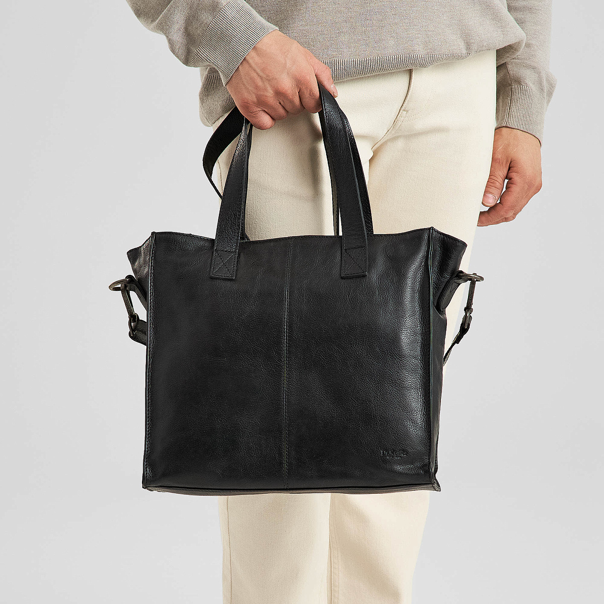 Деловая сумка Dr.Koffer из натуральной кожи черная