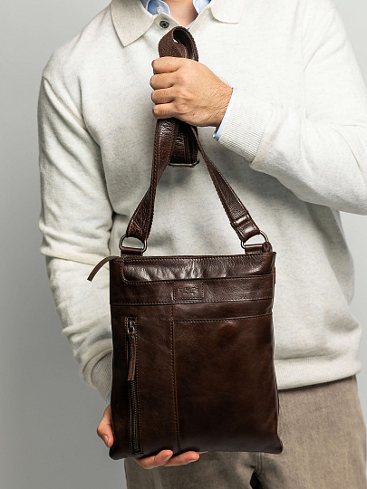 Сумка через плечо Dr.Koffer из натуральной кожи коричневая