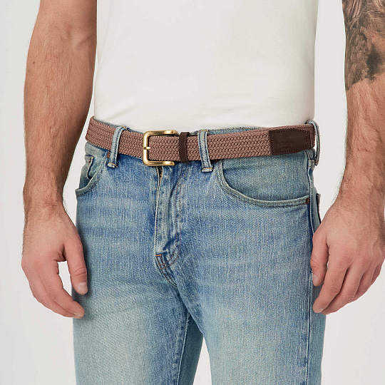 Ремень Dr.Koffer из натуральной кожи и текстиля коричневый