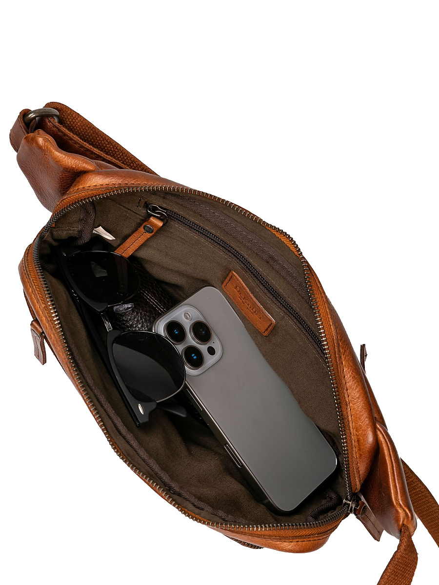 Сумка на пояс Dr. Koffer из натуральной кожи коричневая