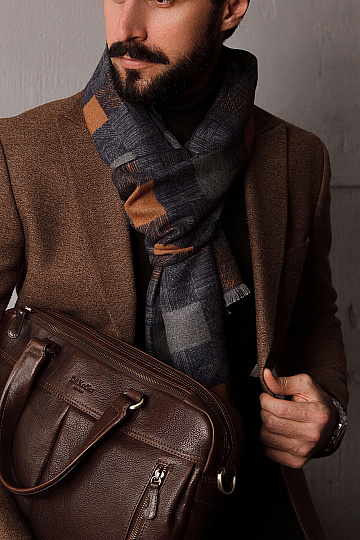 Деловая сумка Dr.Koffer из натуральной кожи темно-коричневая