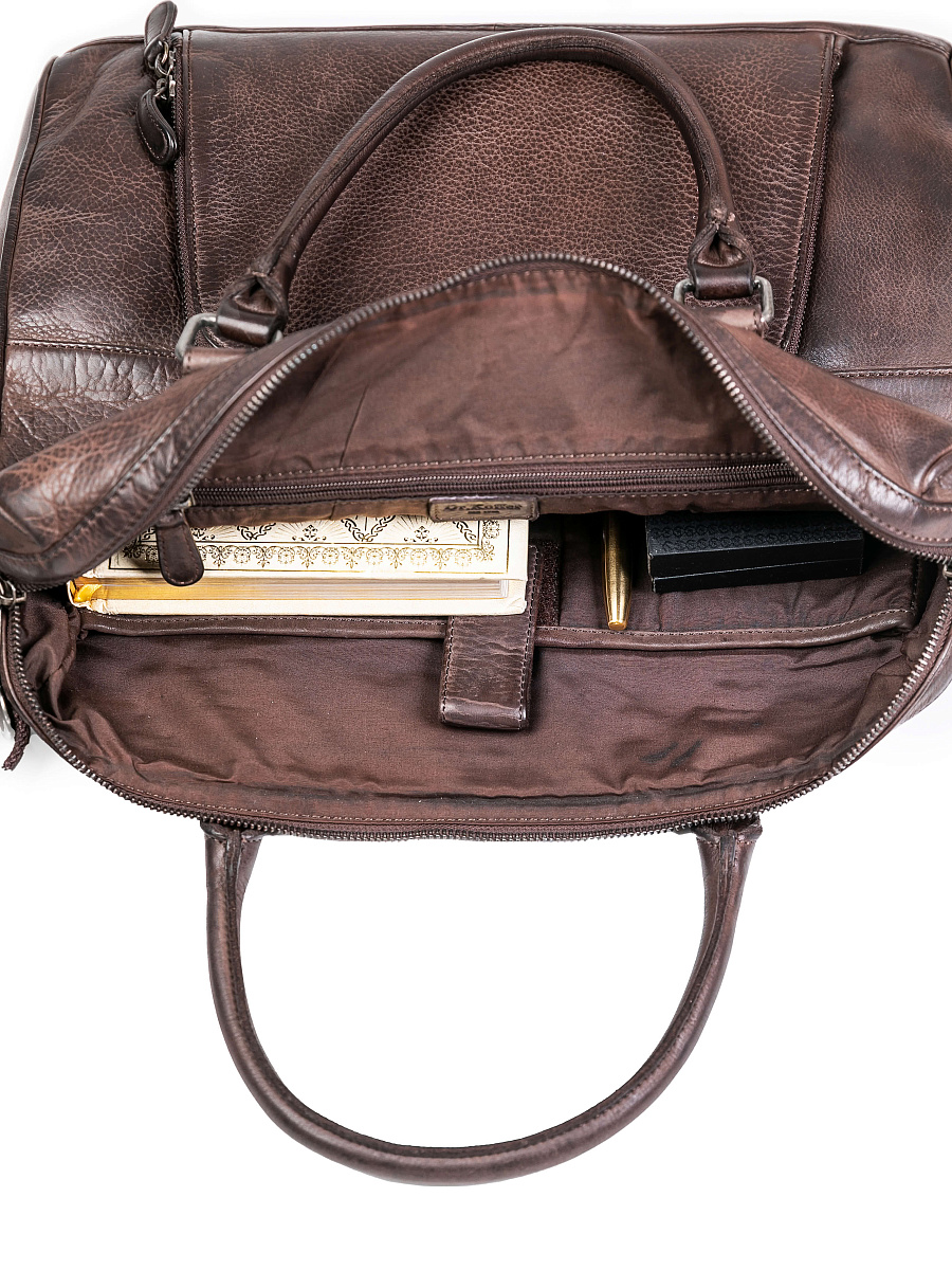 Деловая сумка Dr.Koffer из натуральной кожи темно-коричневая