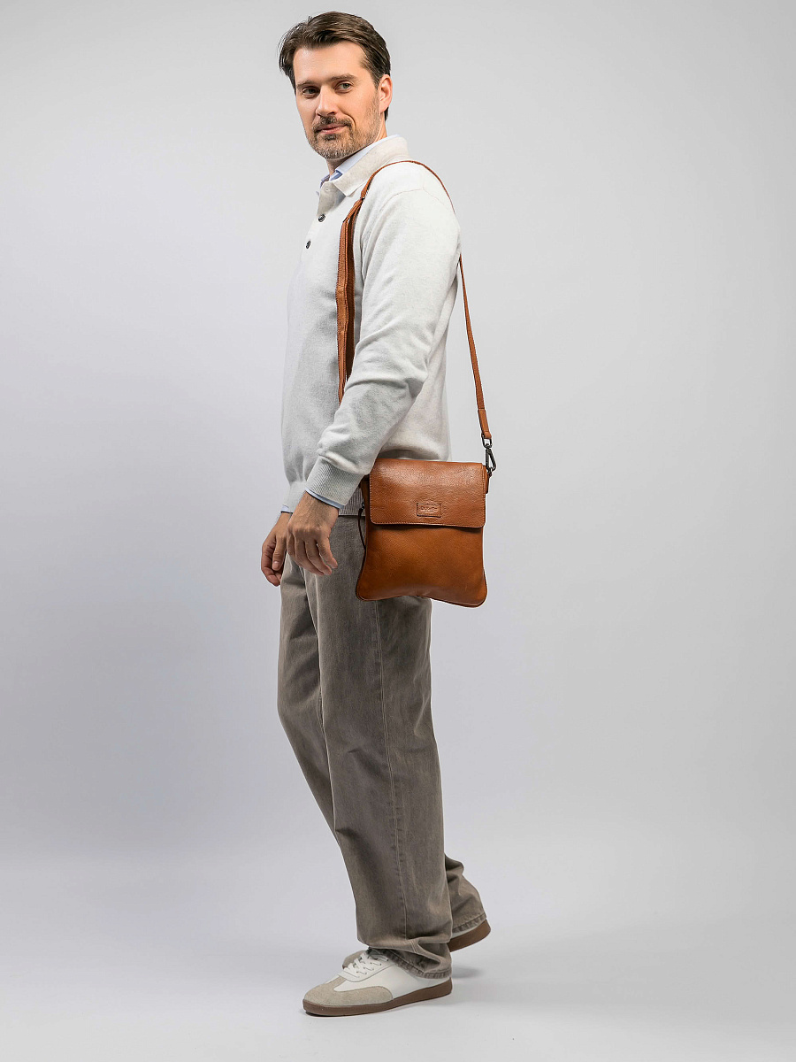 Сумка через плечо Dr.Koffer из натуральной кожи коричневая