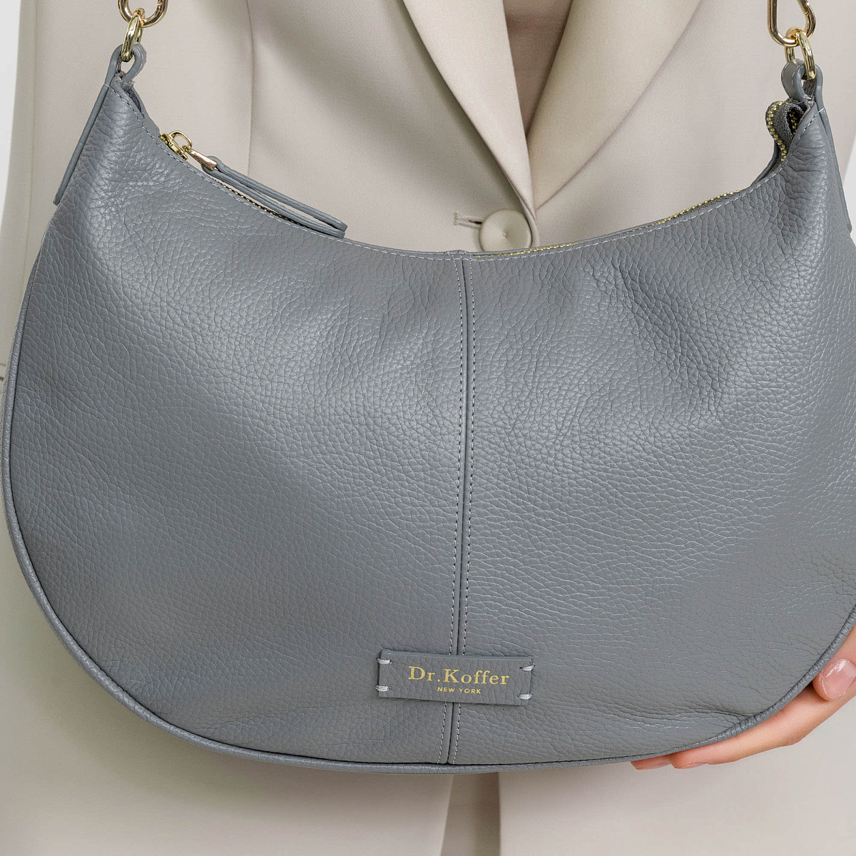 Женская сумка  Dr. Koffer из натуральной кожи серая