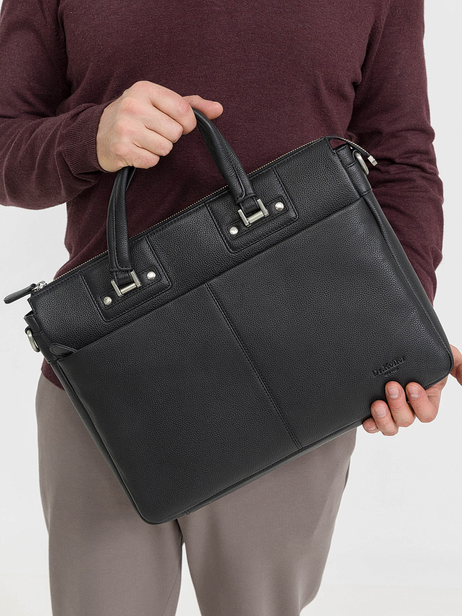 Деловая сумка Dr.Koffer из натуральной кожи черная