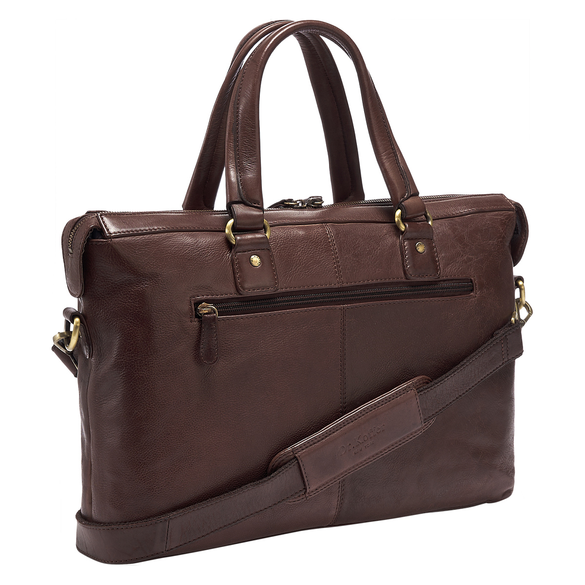 Деловая сумка Dr.Koffer из натуральной кожи темно-коричневая
