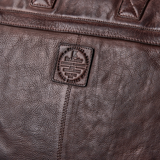 Деловая сумка Dr.Koffer из натуральной кожи темно-коричневая