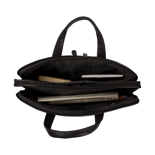 Деловая сумка Dr.Koffer из натуральной кожи черная