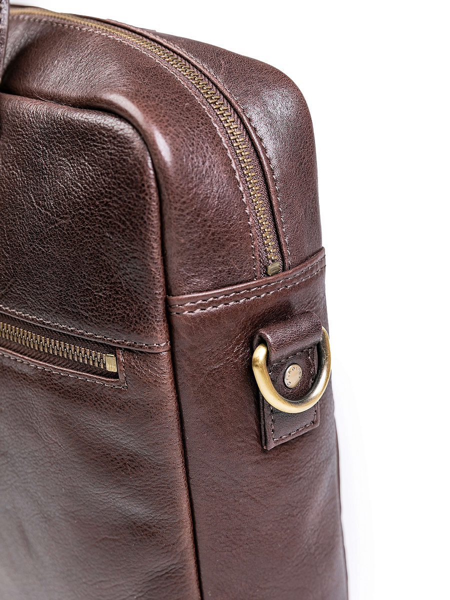 Деловая сумка Dr.Koffer из натуральной кожи темно-коричневая