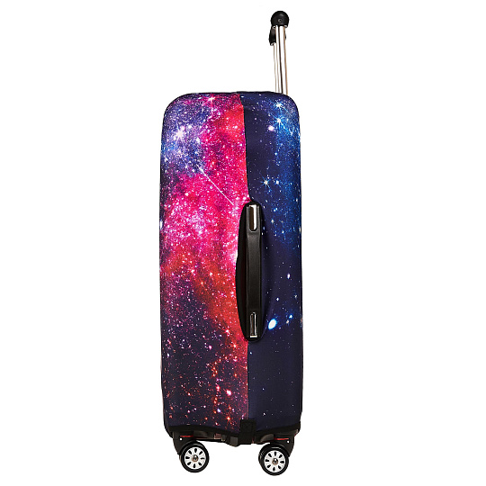 Чехол для чемодана M Dr.Koffer фиолетовый с рисунком"TRAVEL"