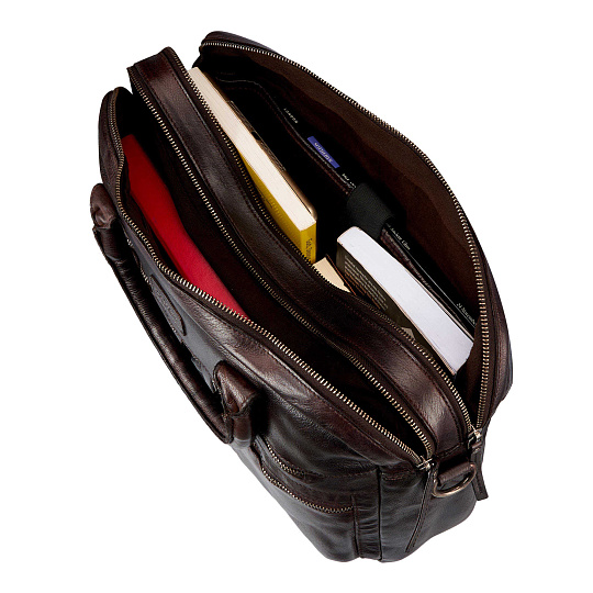 Деловая сумка Dr.Koffer из натуральной кожи темно-коричневая