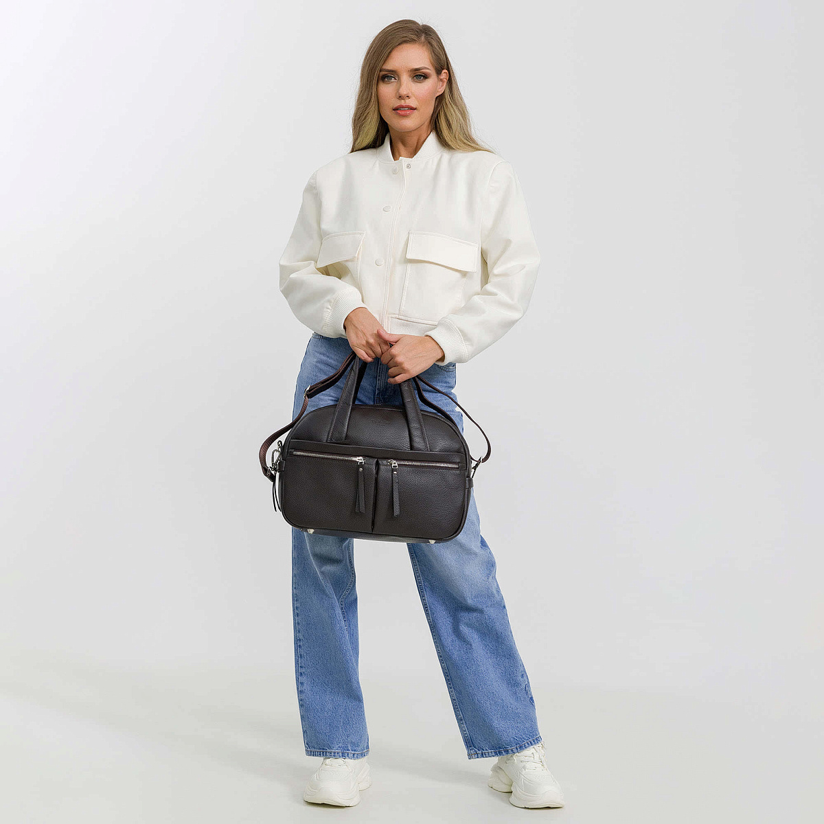 Сумка дорожная Dr.Koffer из натуральной кожи коричневая