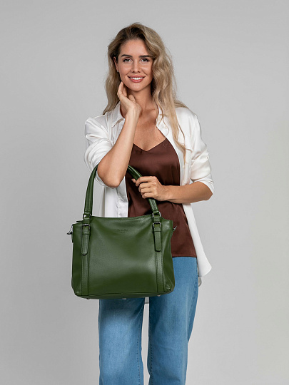 Женская сумка Dr.Koffer из натуральной кожи зеленая