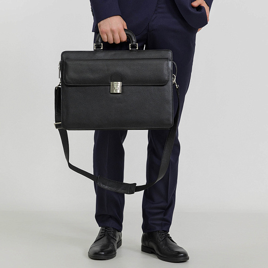 Портфель Dr.Koffer из натуральной кожи черный