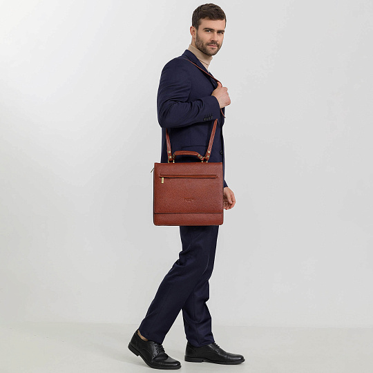 Деловая сумка Dr.Koffer из натуральной кожи коричневая