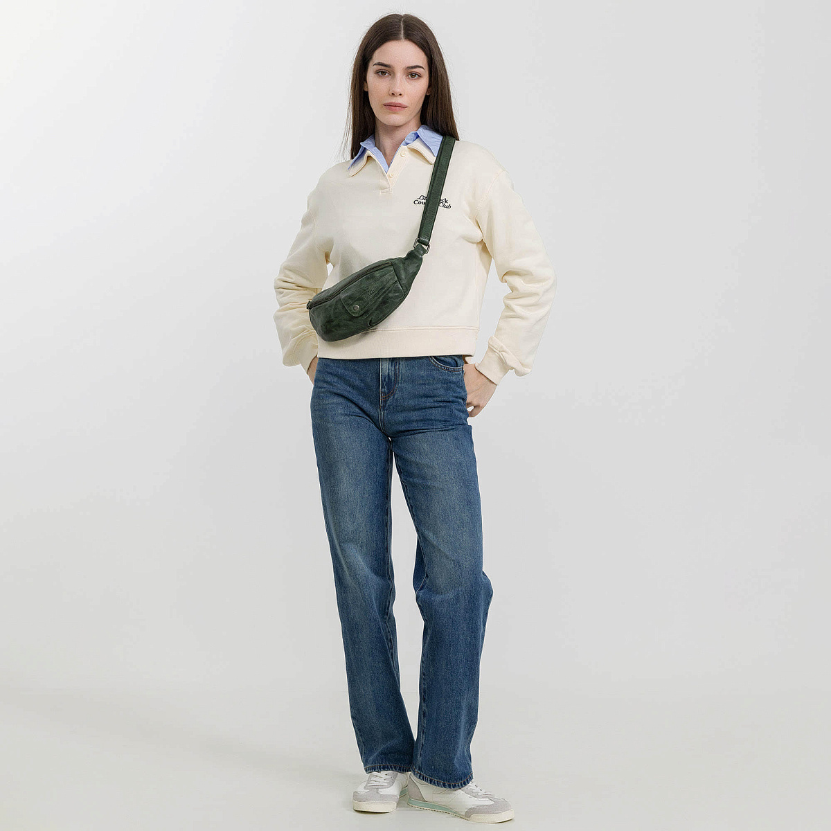 Сумка на пояс Dr. Koffer из натуральной кожи зеленая