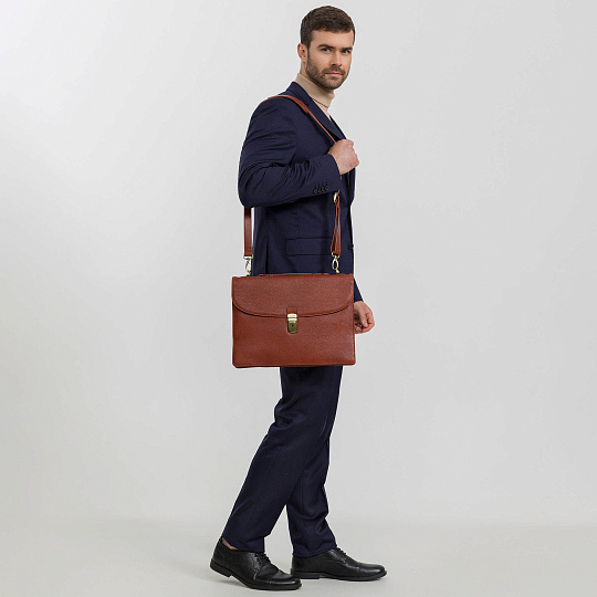 Портфель Dr.Koffer из натуральной кожи светло-коричневый