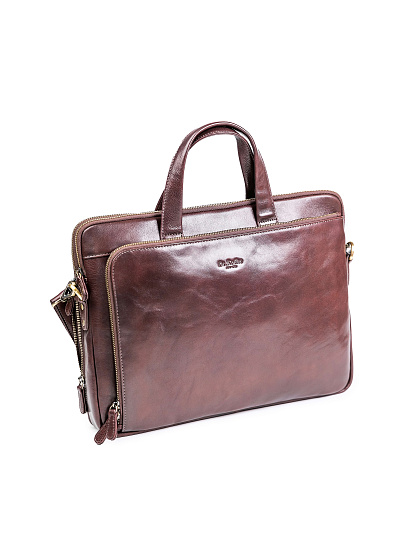 Деловая сумка Dr.Koffer из натуральной кожи темно-коричневая