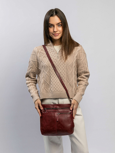 Сумка через плечо Dr.Koffer из натуральной кожи бордовая