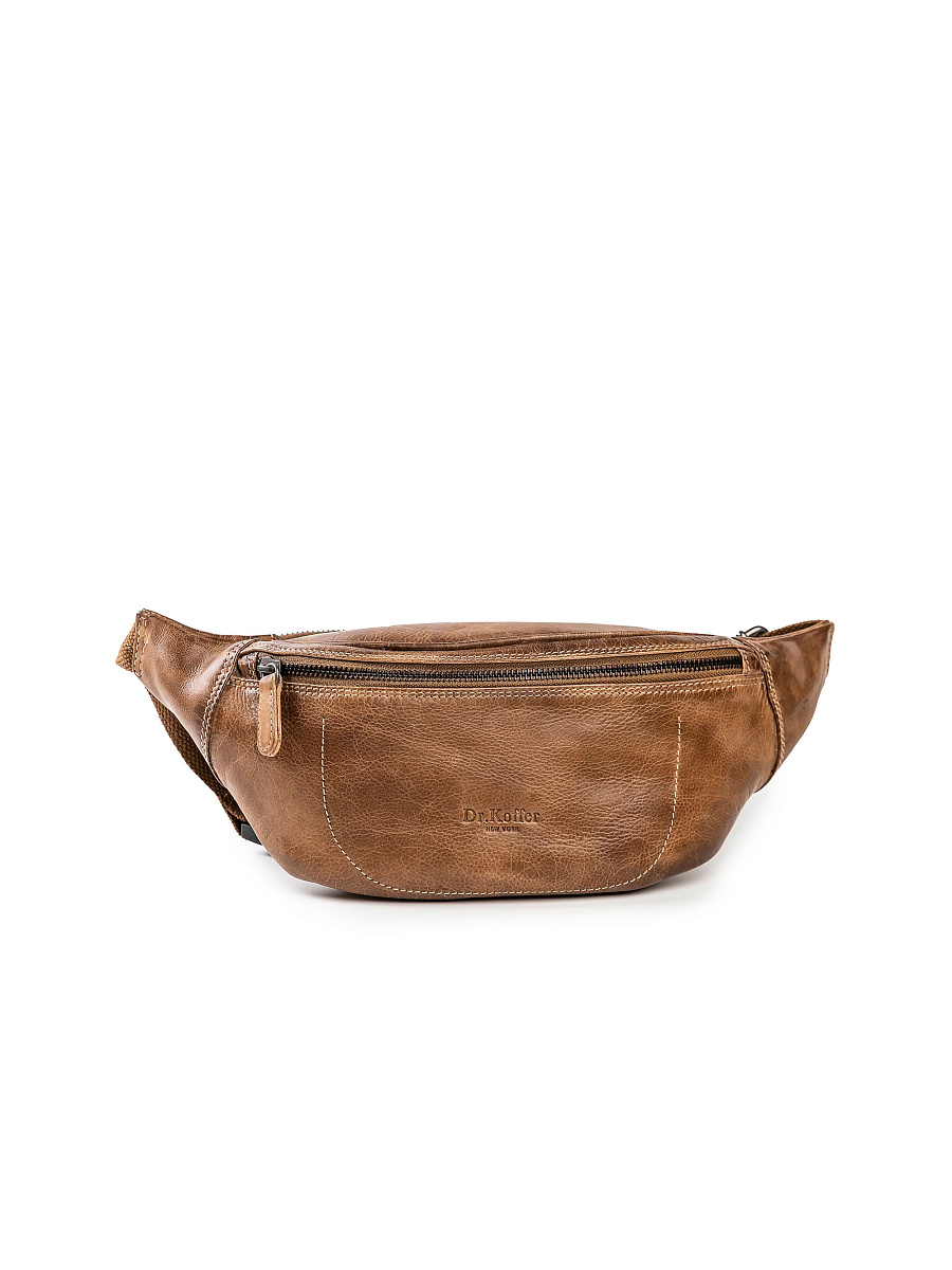 Сумка на пояс Dr. Koffer из натуральной кожи коричневая