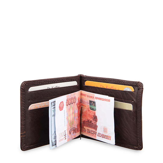 Зажим для денег Dr.Koffer из натуральной кожи коричневый