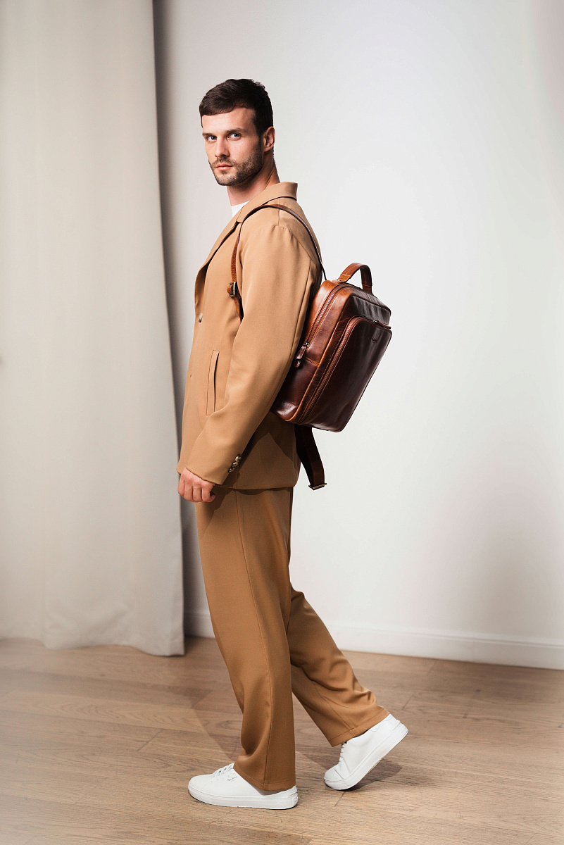 Рюкзак Dr.Koffer из натуральной кожи светло-коричневый