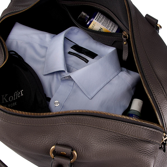 Дорожная сумка Dr.Koffer из натуральной кожи серая