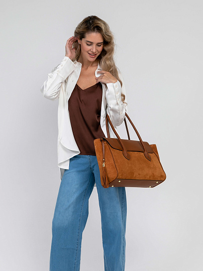 Женская сумка Dr.Koffer из натуральной кожи коричневая